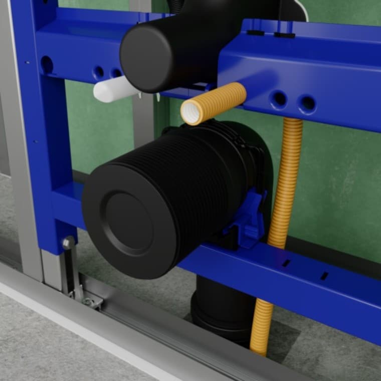 Viemäröintiyhde on säädettävä syvyyssuunnassa Viemäröintiyhde on säädettävä syvyyssuunnassa