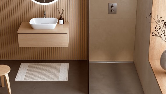 Geberit CleanLine -linjalattiakaivoratkaisut avoimiin suihkutiloihin