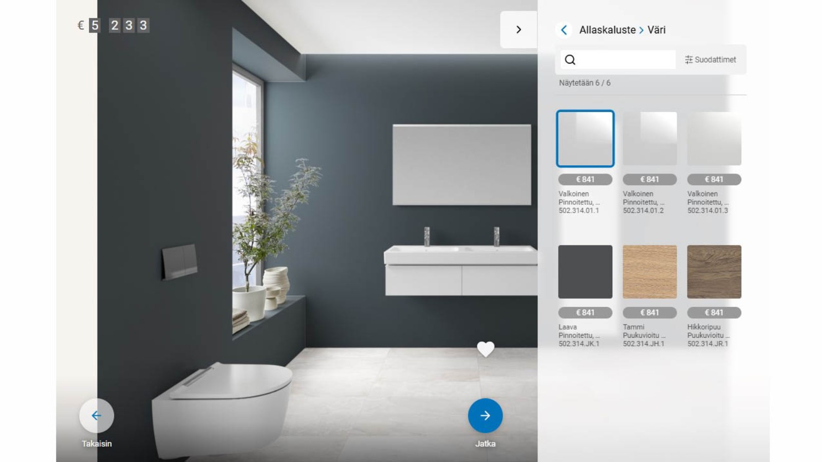 3. Kustomoi värivaihtoehdot kalusteille 3. Kustomoi värivaihtoehdot kalusteille