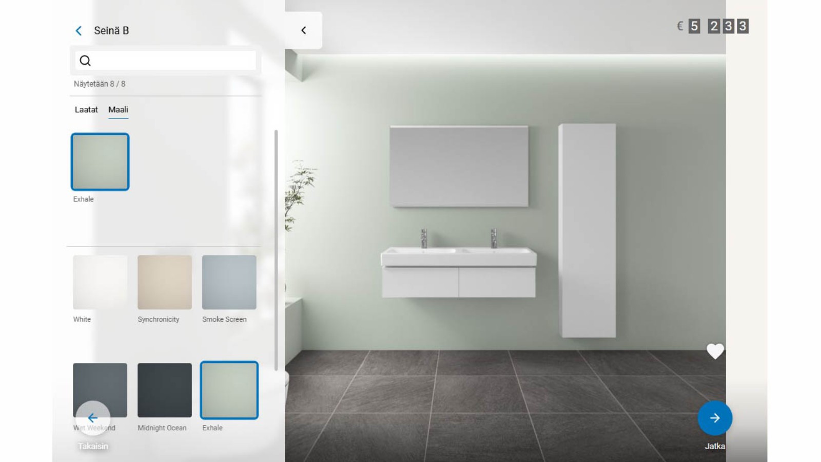 5. Mukauta seinien ja lattian väri 5. Mukauta seinien ja lattian väri