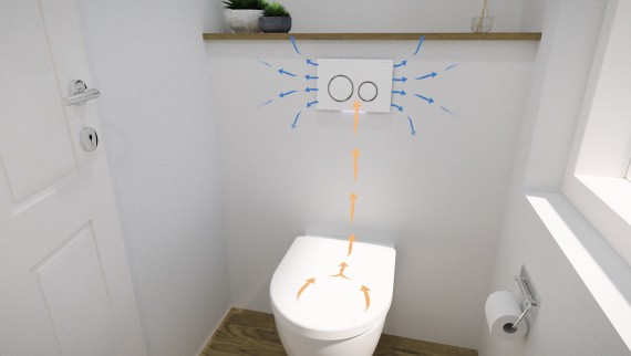 WC, jossa on Geberit DuoFresh hajunpoistotoiminto WC, jossa on Geberit DuoFresh hajunpoistotoiminto