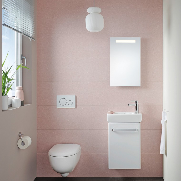 Pieni vieras-wc Renova Compact -kylpyhuonesarjan tuotteilla Pieni vieras-wc Renova Compact -kylpyhuonesarjan tuotteilla
