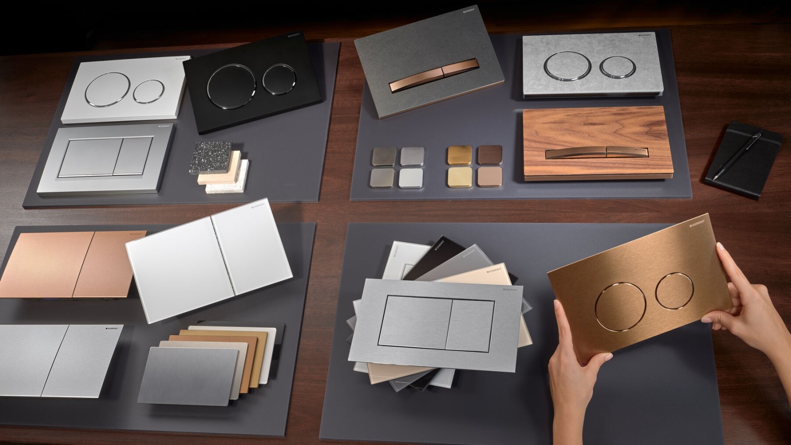 Geberit-huuhtelupainikkeiden valikoima on suuri