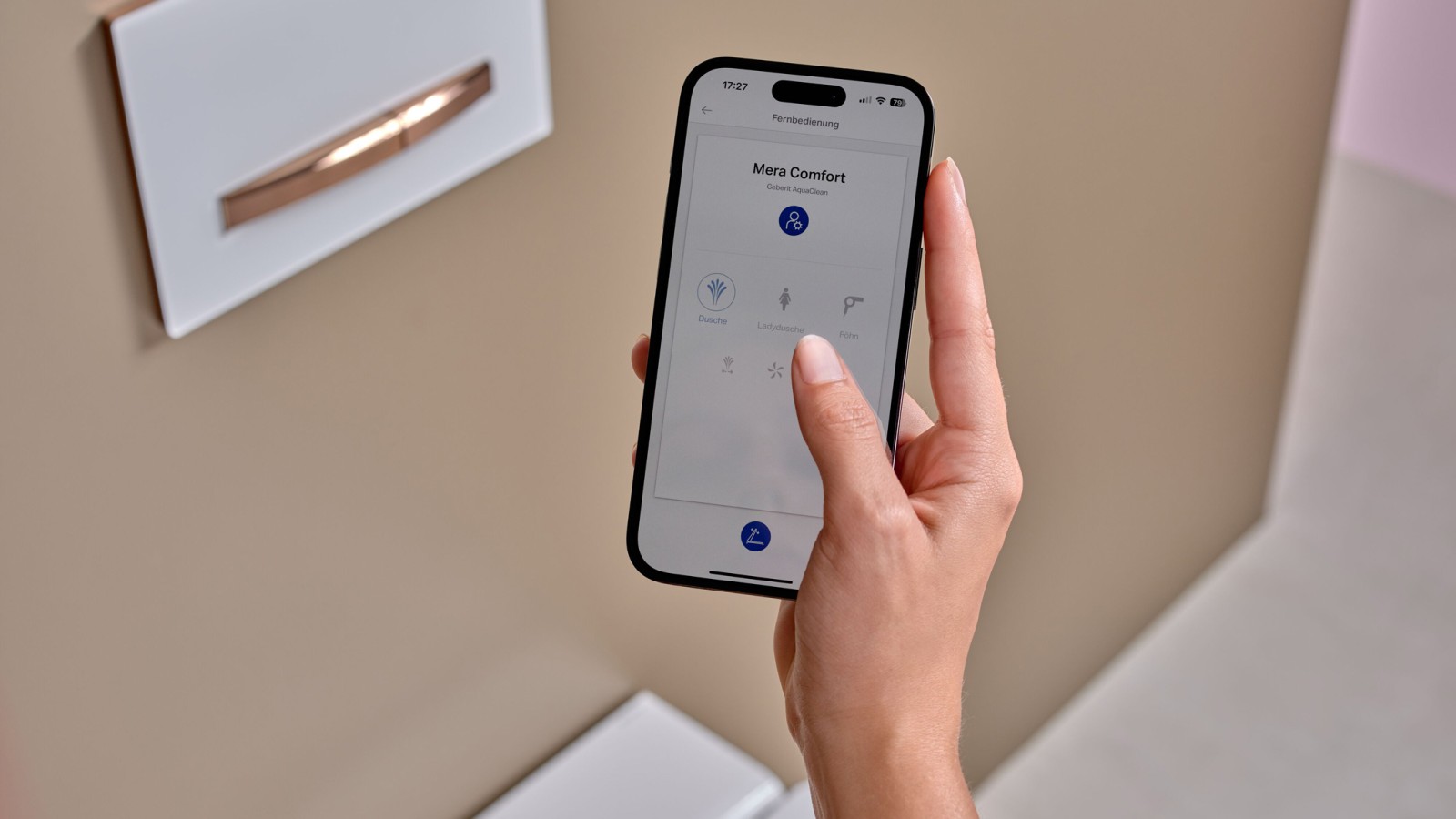 Geberit Mera Comfort pesu-wc-istuimen ohjaus Geberit Home -sovelluksen avulla Geberit Mera Comfort pesu-wc-istuimen ohjaus Geberit Home -sovelluksen avulla