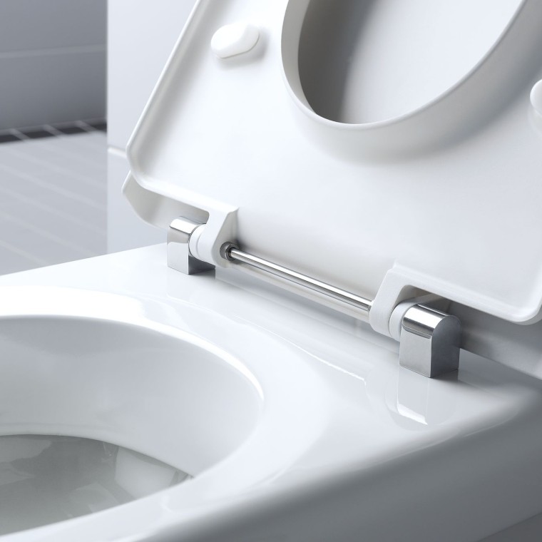 Geberit Renova Comfort -WC-istuinkansi on esteetön ja antibakteerinen, sekä saranamateriaali on ruostumatonta terästä Geberit Renova Comfort -WC-istuinkansi on esteetön ja antibakteerinen, sekä saranamateriaali on ruostumatonta terästä
