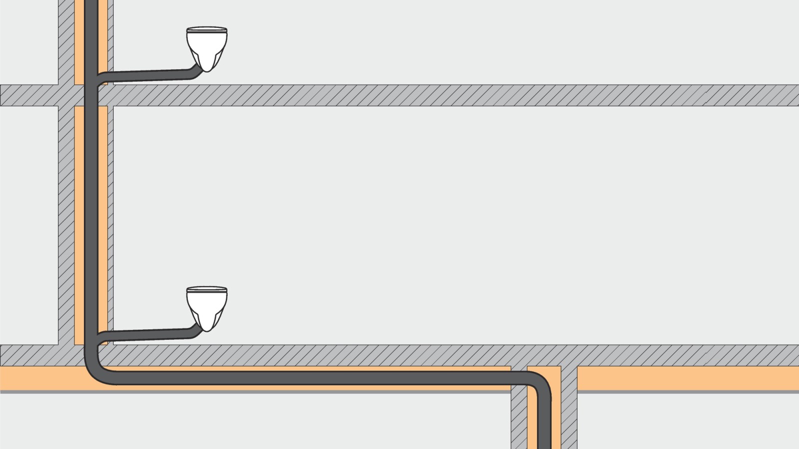 Geberit Silent-Pro SuperTuben ansiosta paineentasaushaaraa ei tarvita ja sivuttaissiirto voidaan toteuttaa ilman kaatoa. Geberit Silent-Pro SuperTuben ansiosta paineentasaushaaraa ei tarvita ja sivuttaissiirto voidaan toteuttaa ilman kaatoa.