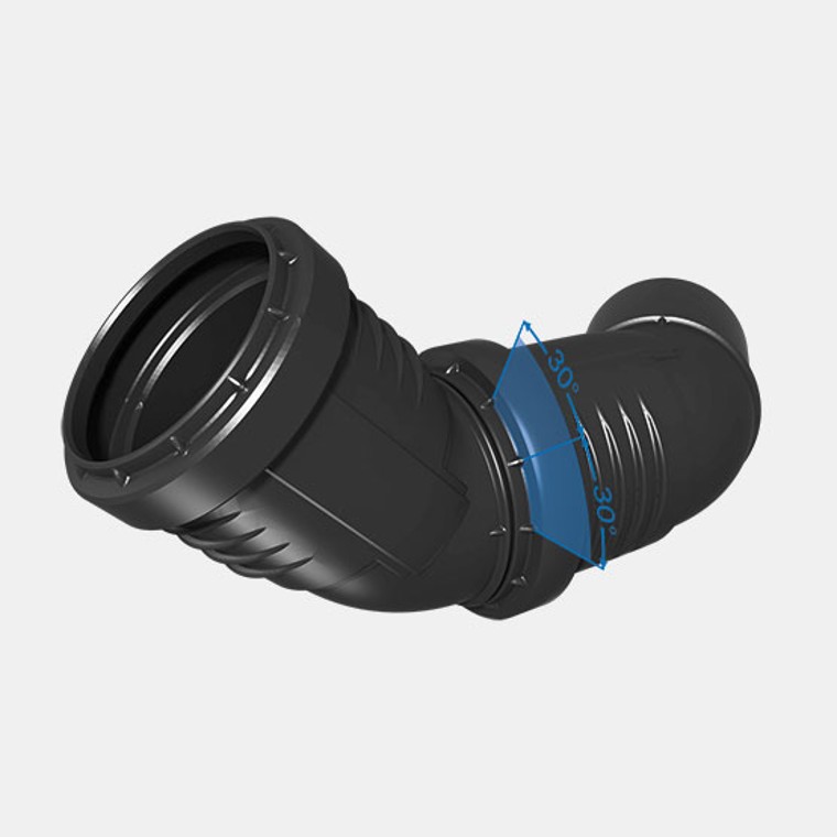 Helppo sovitus: 30° merkinnät Geberit Silent-PP -yhteissä.