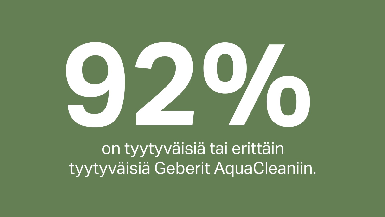 92 % asiakkaistamme on tyytyväisiä Geberit AquaClean -pesu-wc-istuimeen 92 % asiakkaistamme on tyytyväisiä Geberit AquaClean -pesu-wc-istuimeen