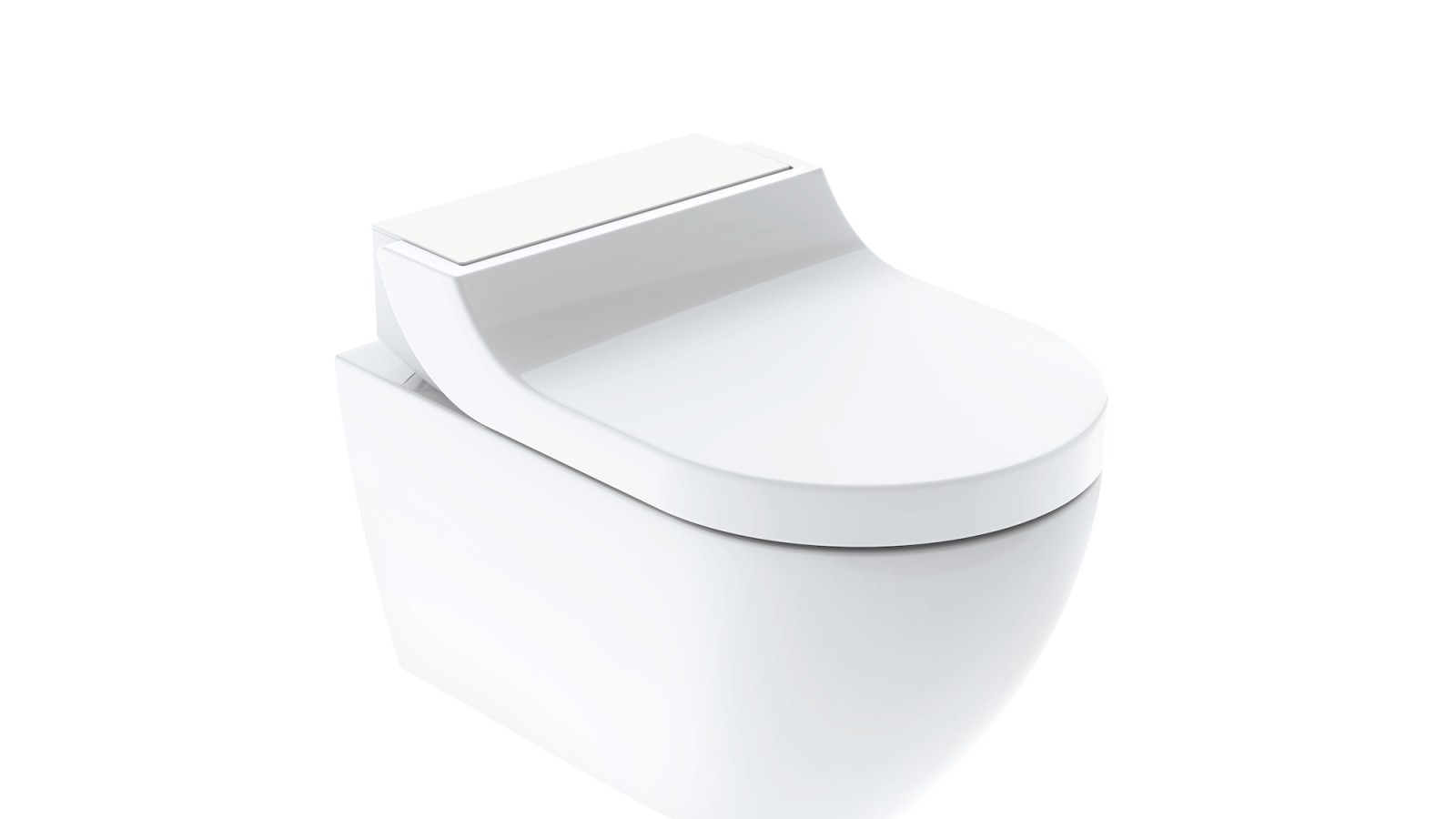 Geberit AquaClean Tuma valkoisella lasipeitelevyllä Geberit AquaClean Tuma valkoisella lasipeitelevyllä