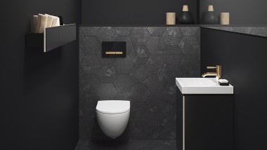 Sigma50 -huuhtelupainike kullan ja mustan sävyillä
