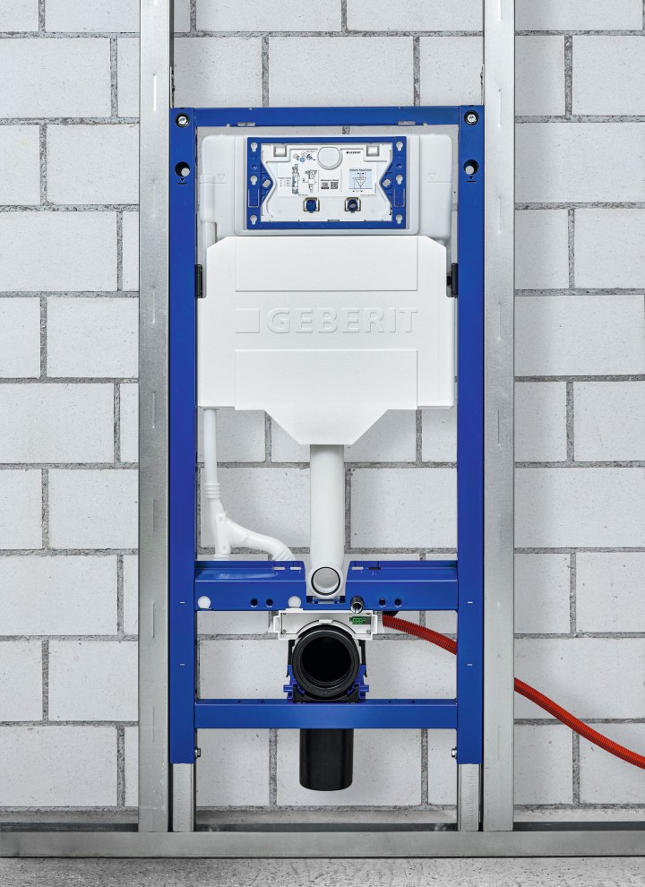 Sähköliitäntä integroitu WC-asennuselementtiin Geberit Power & Connect Boxin kautta Sähköliitäntä integroitu WC-asennuselementtiin Geberit Power & Connect Boxin kautta