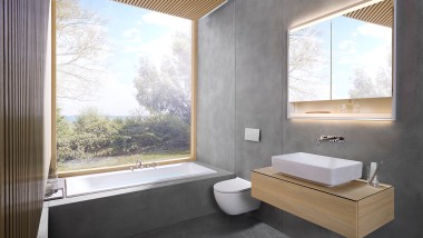 Kuuden neliömetrin kylpyhuoneessa tulisi pystyä tuntemaan rauhaa ja tyyneyttä (© Geberit)