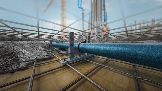 Viemäriputken asennus käyttäen Geberit-Valutukea betonivalun aikana Viemäriputken asennus käyttäen Geberit-Valutukea betonivalun aikana