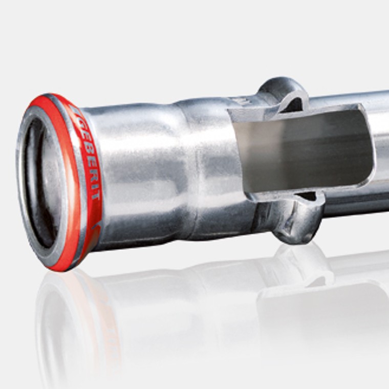 Geberit Mapress -hiiliteräsliittimen poikkileikkaus Geberit Mapress -hiiliteräsliittimen poikkileikkaus