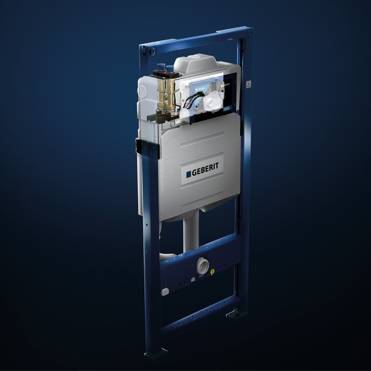 Geberit Sigma -piilohuuhtelusäiliö integroidulla hygieniahuuhtelulaitteella Geberit Sigma -piilohuuhtelusäiliö integroidulla hygieniahuuhtelulaitteella