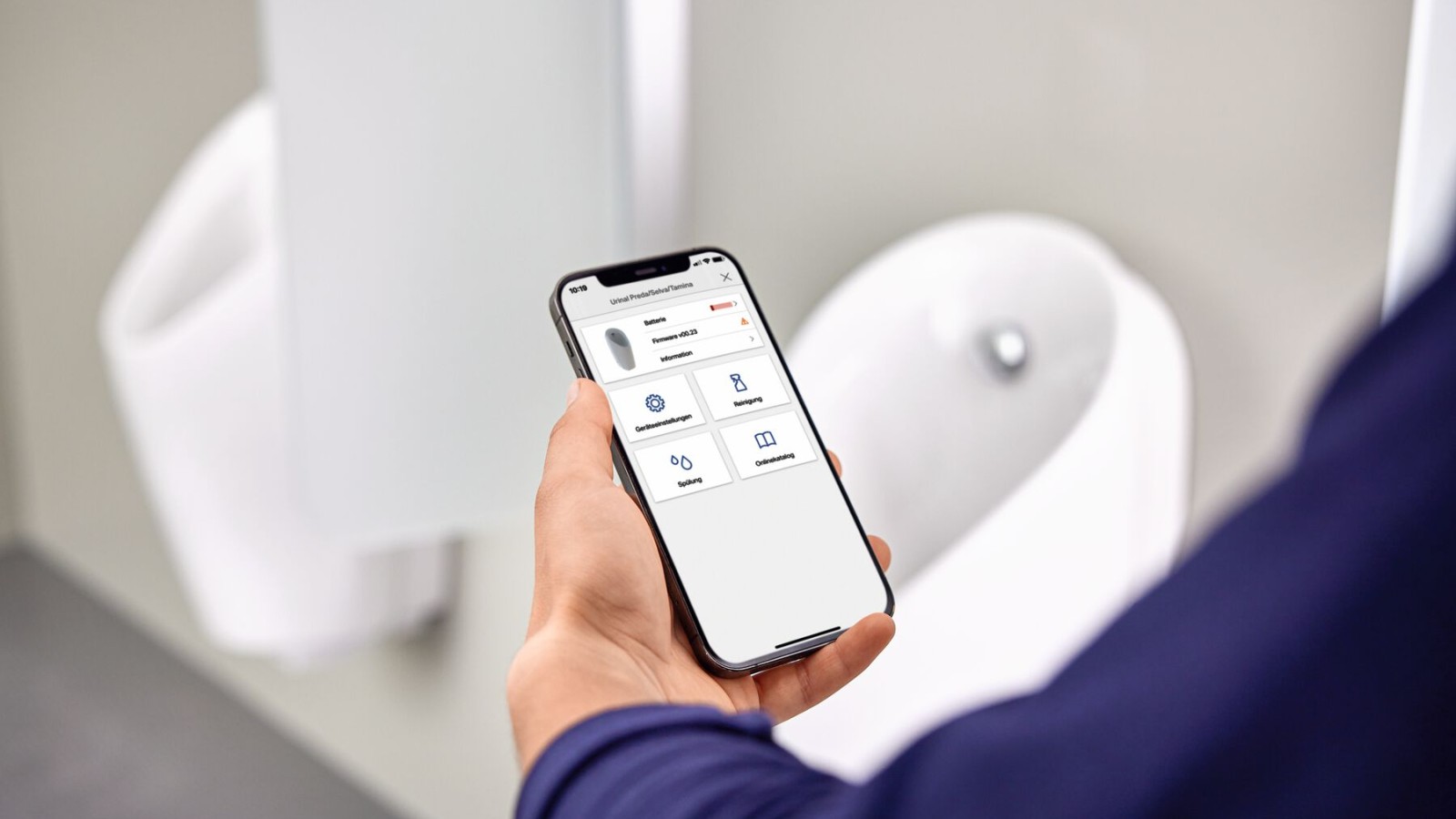 Geberit-urinaalihuuhtelulaitteita on helppo käyttää Geberit Control -sovelluksella Geberit-urinaalihuuhtelulaitteita on helppo käyttää Geberit Control -sovelluksella