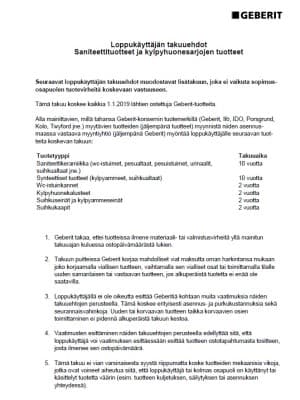 Loppukäyttäjän takuuehdot 2019 alkaen Loppukäyttäjän takuuehdot 2019 alkaen