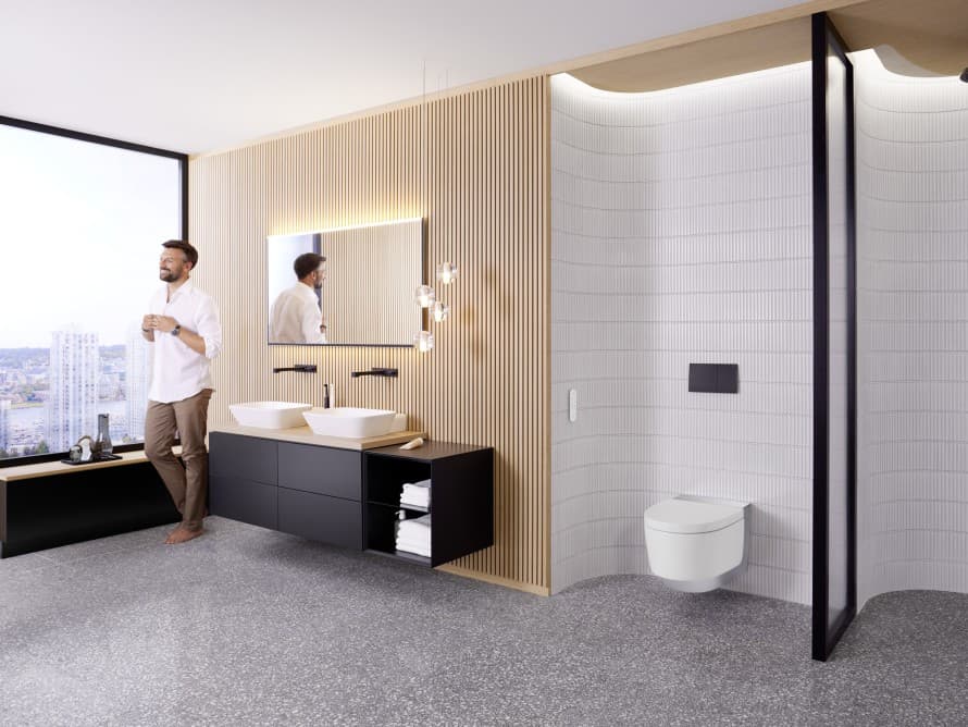 Geberit AquaClean -pesu-wc, ONE -kalusteet ja Geberit Option peili Geberit AquaClean -pesu-wc, ONE -kalusteet ja Geberit Option peili