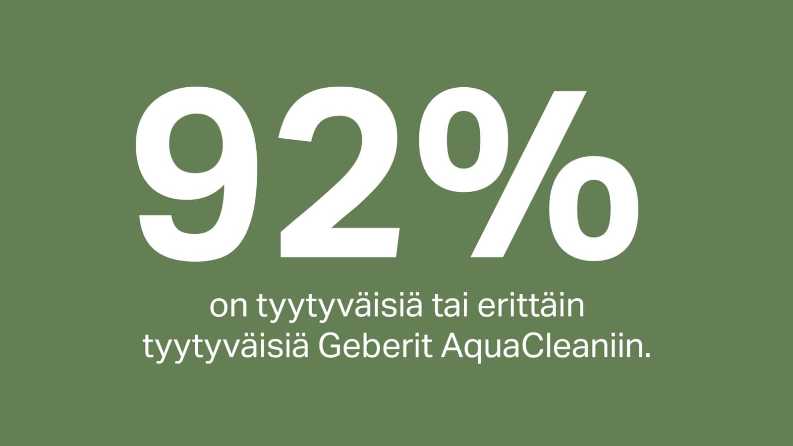 92 % asiakkaistamme on tyytyväisiä Geberit AquaClean -pesu-wc-istuimeen 92 % asiakkaistamme on tyytyväisiä Geberit AquaClean -pesu-wc-istuimeen