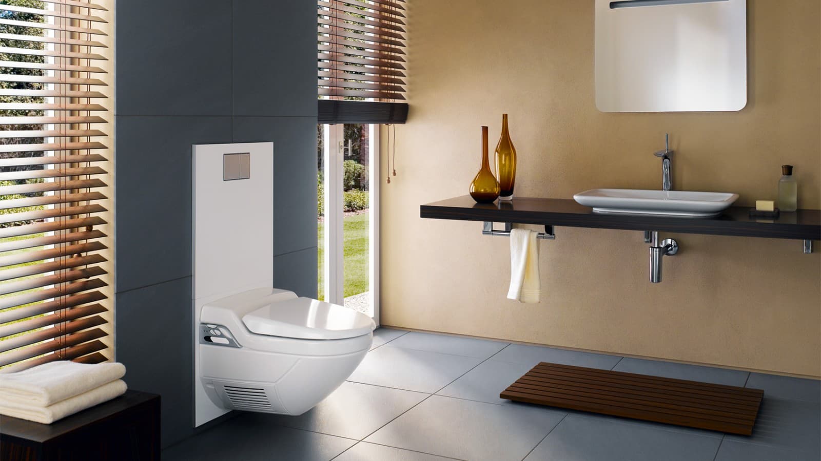 1990-luvulla palattiin optisesti hiukan taaksepäin – kylpyhuoneista tehtiin kuitenkin entistä isompia 1990-luvulla palattiin optisesti hiukan taaksepäin – kylpyhuoneista tehtiin kuitenkin entistä isompia